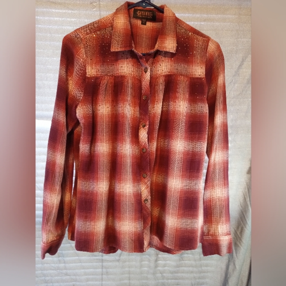 Shyanne Plaid Long Sleeve Red Flannel Button Up Women's Shirt